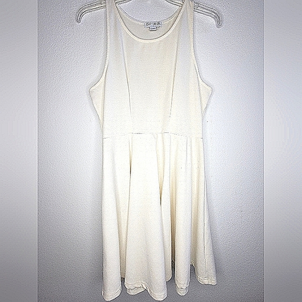 Cotton On Racerback Fit & Flare Cream White Dress Pleated Top Large Knee Length